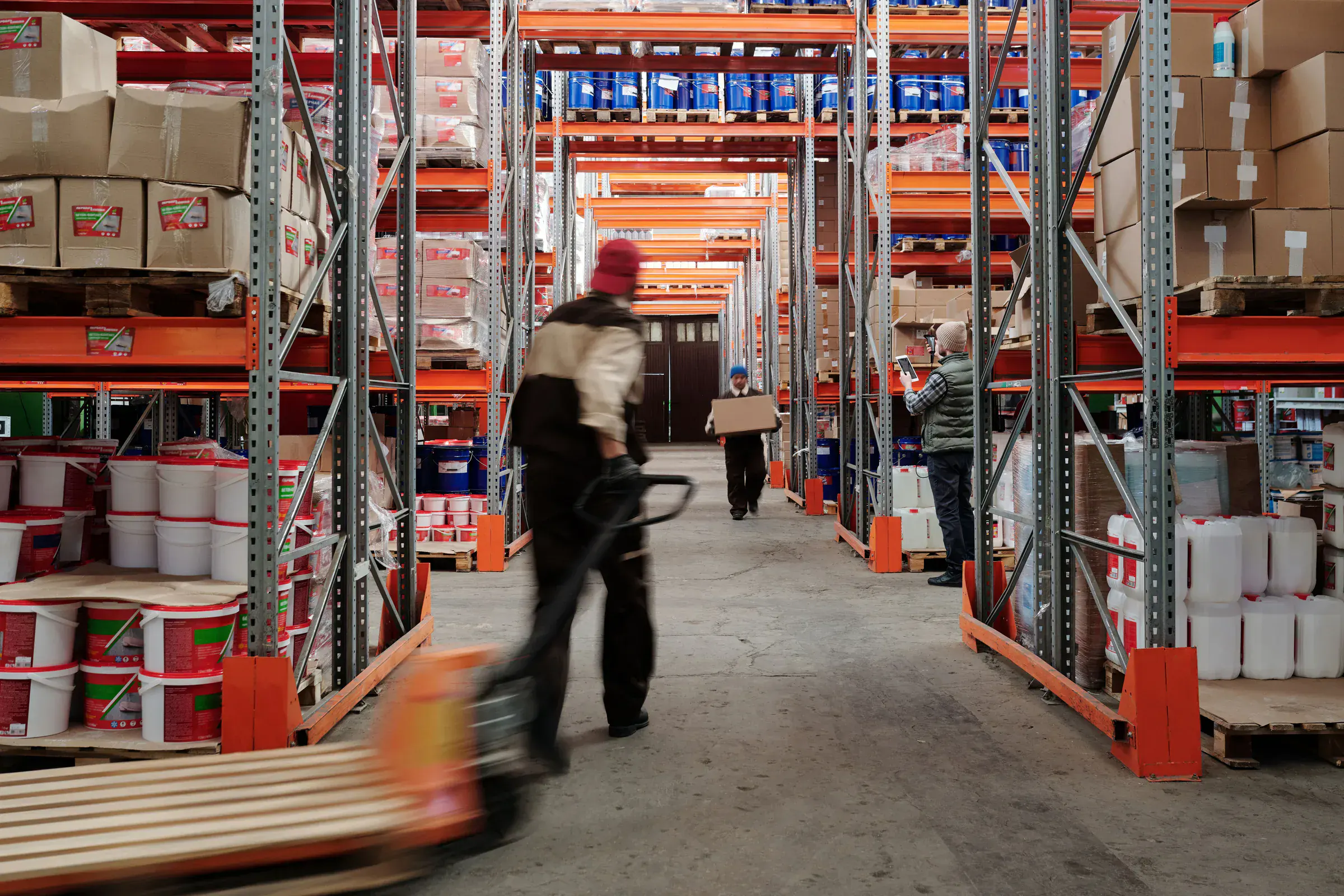 Warehouse operations continuing through a clearly organized system